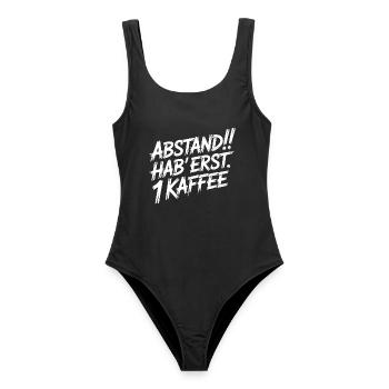 Morgenmuffel Kaffee - Frauen Badeanzug - Schwarz - Vorne - AI Model Female 172 light (172cm)