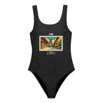 China Changzhou Vintage Reisemarke - Frauen Badeanzug - Schwarz - Vorne - AI Model Female 172 light (172cm)