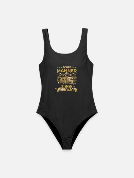 Wohnwagen Spruch - Lustiges Camper T-Shirt - Frauen Badeanzug - Schwarz