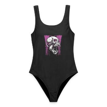 Angry Skull - Frauen Badeanzug - Schwarz - Vorne - AI Model Female 172 light (172cm)