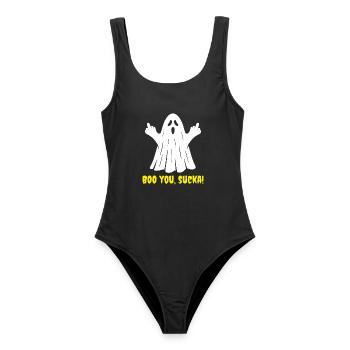 Lustig, buh! Halloween-Geist - Frauen Badeanzug - Schwarz - Vorne - AI Model Female 172 light (172cm)