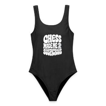 Schach – Chess Made Me Suspicious - Frauen Badeanzug - Schwarz - Vorne - AI Model Female 172 light (172cm)