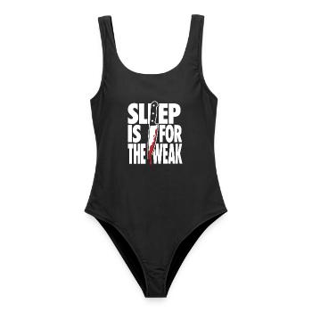 Sleep Is for the Weak – Slasher Horror Spruch - Frauen Badeanzug - Schwarz - Vorne - AI Model Female 172 light (172cm)
