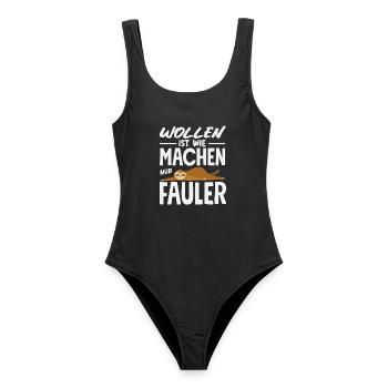 Lustige Faultier Faulheit Chillen Designs - Frauen Badeanzug - Schwarz - Vorne - AI Model Female 172 light (172cm)