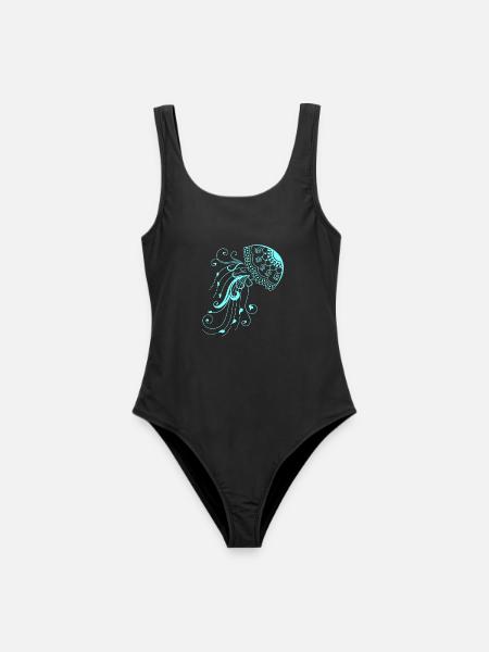 Qualle Meerestier Neon fisch Strand - Frauen Badeanzug - Schwarz