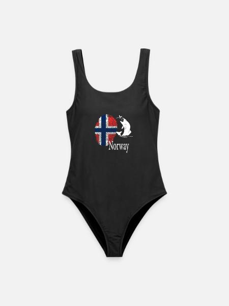 Norwegen Angeln Fisch – Flagge Norway - Frauen Badeanzug - Schwarz