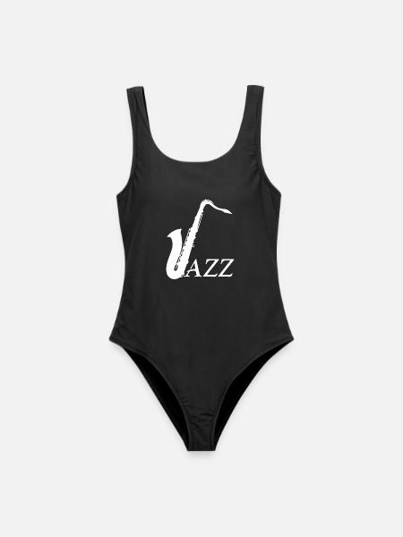 Jazz - Saxophon - Frauen Badeanzug - Schwarz