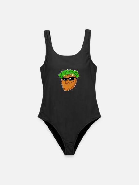 Cooles Schnitzel mit Sonnenbrille - Frauen Badeanzug - Schwarz