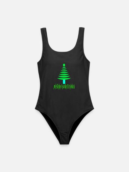 Neon-Kiefern-Weihnachtsbaum - Frauen Badeanzug - Schwarz
