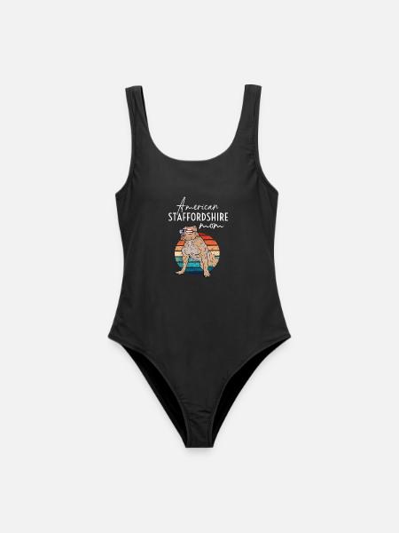 American Staffordshire Mom Vintage - Frauen Badeanzug - Schwarz