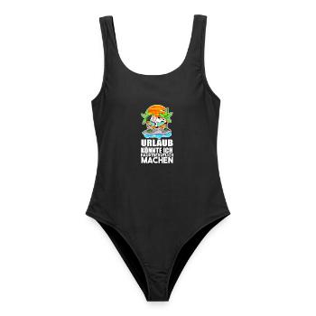 Strandraub Urlaub Reise Strand Urlaubsziel - Frauen Badeanzug - Schwarz - Vorne - AI Model Female 172 light (172cm)