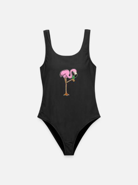 Flamingo Eis am Stiel - Frauen Badeanzug - Schwarz