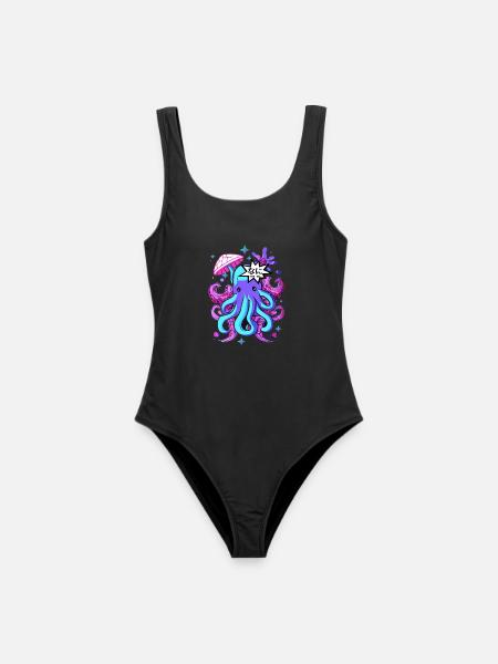 kawaii Oktopus Otaku Krake Tintenfisch - Frauen Badeanzug - Schwarz