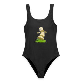 Schachfigur Bauer Schach - Frauen Badeanzug - Schwarz - Vorne - AI Model Female 172 light (172cm)