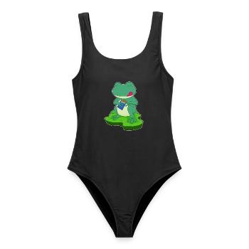 Frosch Schokoriegel - Frauen Badeanzug - Schwarz - Vorne - AI Model Female 172 light (172cm)