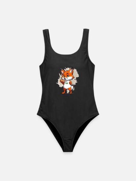 Fuchs mit Keksen - Frauen Badeanzug - Schwarz