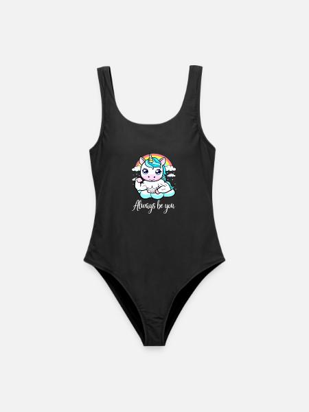 Einhorn Gym Motivation - Always Be You - Frauen Badeanzug - Schwarz