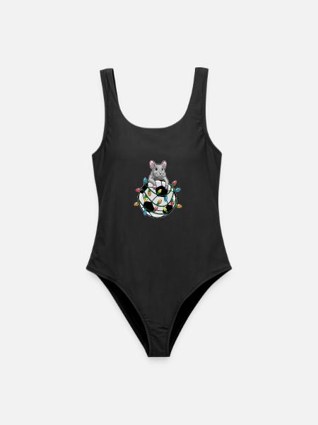 Maus Weihnachten Fußball - Frauen Badeanzug - Schwarz