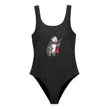 Infirmière panda d’Halloween - Maillot de bain femme - noir - Devant - AI Model Female 172 light (172cm)