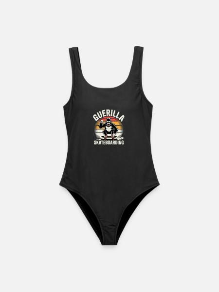 Gorilla Skateboarding Motiv Design - Frauen Badeanzug - Schwarz