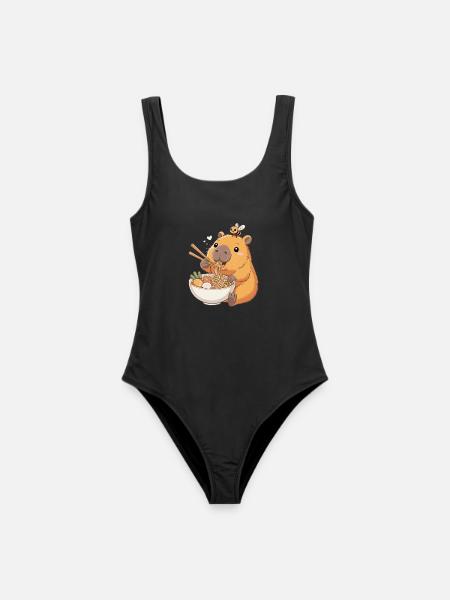 Capybara Ramen Kawaii Anime Nudel Japan - Frauen Badeanzug - Schwarz