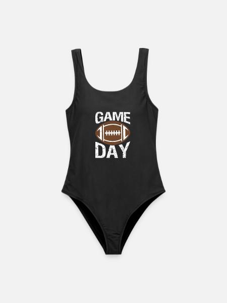 Game Day Football Season Football Gold Vibes - Frauen Badeanzug - Schwarz