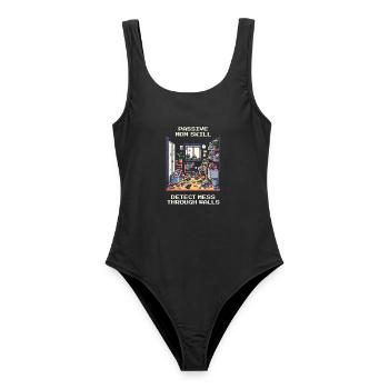 Compétence maman : Localiser le chaos à travers les murs | Ménage - Maillot de bain femme - noir - Devant - AI Model Female 172 light (172cm)