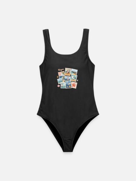 Rügen Küsten Postkarten-Design Ostsee - Frauen Badeanzug - Schwarz