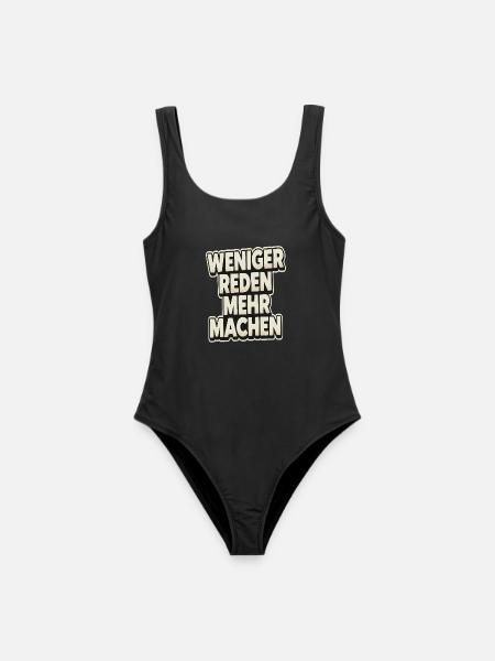Weniger Reden Mehr Machen - Frauen Badeanzug - Schwarz