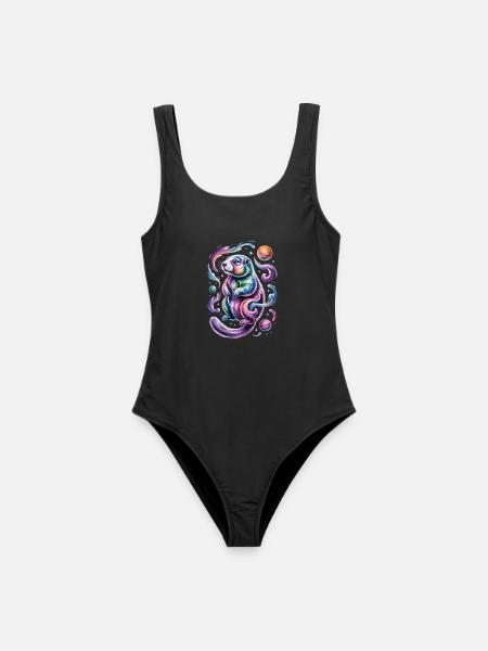 Otter Weltraum Shirt – Planet und Sterne - Frauen Badeanzug - Schwarz