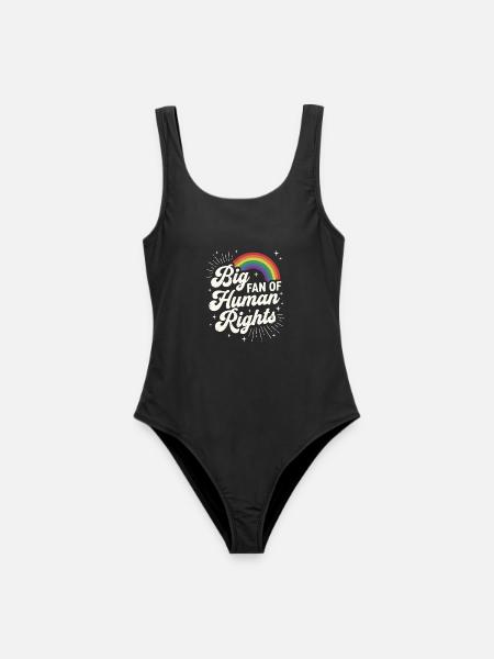 Big Fan Of Human Rights Regenbogen Design - Frauen Badeanzug - Schwarz
