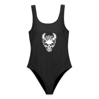 Horned Skull Ember Eyes - Frauen Badeanzug - Schwarz - Vorne - AI Model Female 172 light (172cm)