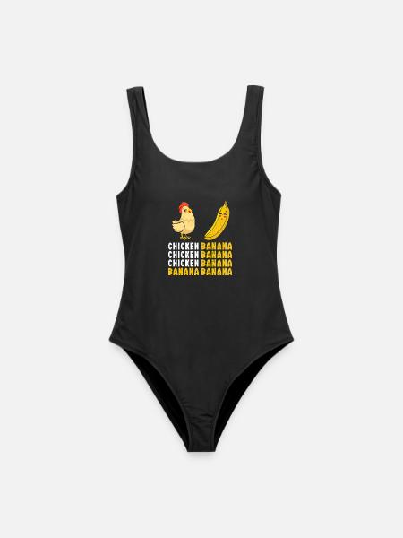 Huhn Und Banane Tanz Lustiger Hühnchen Tanz - Frauen Badeanzug - Schwarz