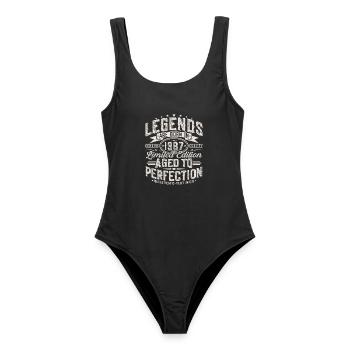 1987 Jahrgang Vintage Geburtstag Geschenk Retro - Frauen Badeanzug - Schwarz - Vorne - AI Model Female 172 light (172cm)
