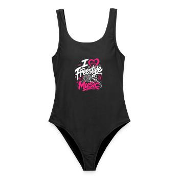 Ich liebe Freestyle Musik - Frauen Badeanzug - Schwarz - Vorne - AI Model Female 172 light (172cm)
