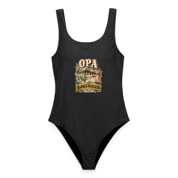 Opa Angeln Barsch Mission Geschenk Shirt - Frauen Badeanzug - Schwarz - Vorne - AI Model Female 172 light (172cm)