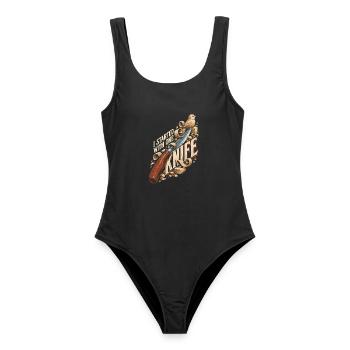 Holzschnitzerei Schnitzen Holzschnitzen - Frauen Badeanzug - Schwarz - Vorne - AI Model Female 172 light (172cm)