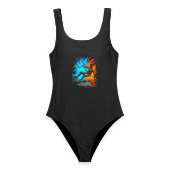 Kitesurfing Kitesurf Herren Kinder Kitesurfen - Frauen Badeanzug - Schwarz - Vorne - AI Model Female 172 light (172cm)