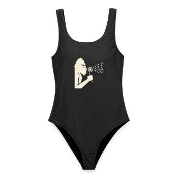 Bigfoot bläst Löwenzahn Vintage - Frauen Badeanzug - Schwarz - Vorne - AI Model Female 172 light (172cm)