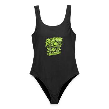 Beer Pong - Frauen Badeanzug - Schwarz - Vorne - AI Model Female 172 light (172cm)