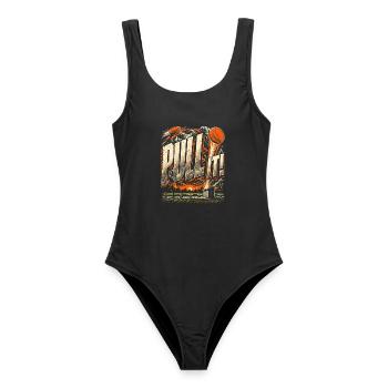 Tontaubenschießen Wurfscheibenschießen Pull It! - Frauen Badeanzug - Schwarz - Vorne - AI Model Female 172 light (172cm)