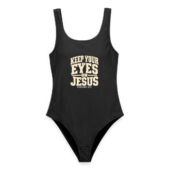 Christentum Bibel Jesus Botschaft - Frauen Badeanzug - Schwarz - Vorne - AI Model Female 172 light (172cm)
