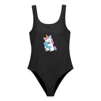Einhorn fantasievoll Fabelwesen Design Kissen - Frauen Badeanzug - Schwarz - Vorne - AI Model Female 172 light (172cm)