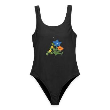 Blumen botanisch Natur Design - Frauen Badeanzug - Schwarz - Vorne - AI Model Female 172 light (172cm)