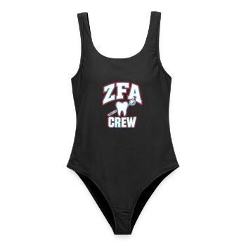 ZFA Crew – Zahnmedizin Team & Praxisalltag - Frauen Badeanzug - Schwarz - Vorne - AI Model Female 172 light (172cm)