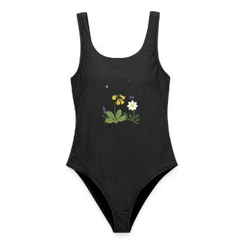 Blumen botanisch Pflanzenwelt Geschenkidee Design - Frauen Badeanzug - Schwarz - Vorne - AI Model Female 172 light (172cm)