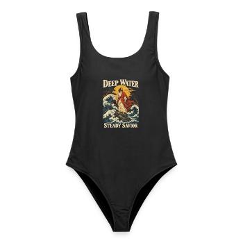 Deep Water Steady Savior Christian Faith Jesus - Frauen Badeanzug - Schwarz - Vorne - AI Model Female 172 light (172cm)