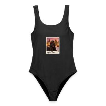 Naughty Was Worth It Schwarze Katze Selfie - Frauen Badeanzug - Schwarz - Vorne - AI Model Female 172 light (172cm)