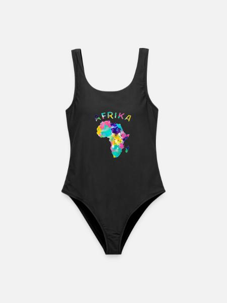 Afrika bunt - Frauen Badeanzug - Schwarz