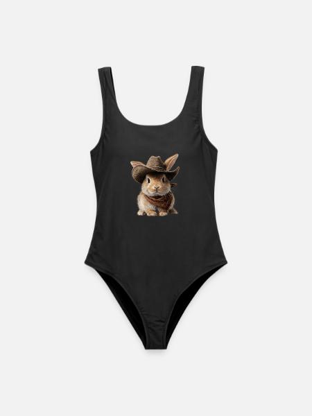 Hase Kaninchen Cowboy Hut Western Country - Frauen Badeanzug - Schwarz